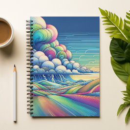 Caderno Espiral Colourful Abstract Cloud Landscape Notebook