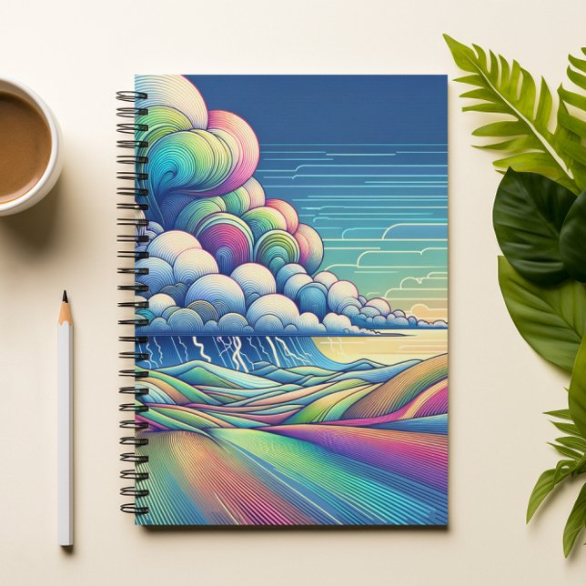 Caderno Espiral Colourful Abstract Cloud Landscape Notebook (Criador carregado)