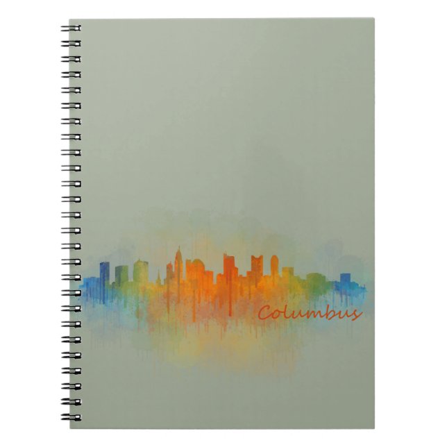 Caderno Espiral Columbus Ohio, City Skyline, v3 (Frente)