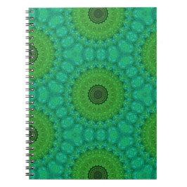 Caderno Espiral com Padrão Circular Verde e Azul