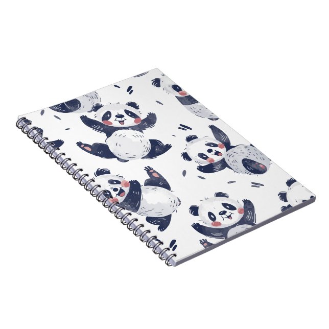 Caderno Espiral com Padrão de Panda Dançando Fofo (Lado Direito)