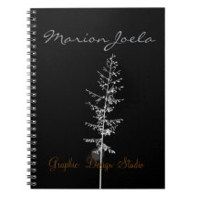 Caderno espiral com padrão preto elegante