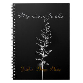 Caderno espiral com padrão preto elegante