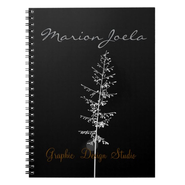 Caderno espiral com padrão preto elegante (Frente)