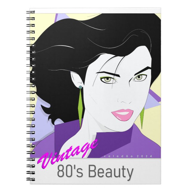 Caderno Espiral - com rosto de mulher 80s Style (Frente)