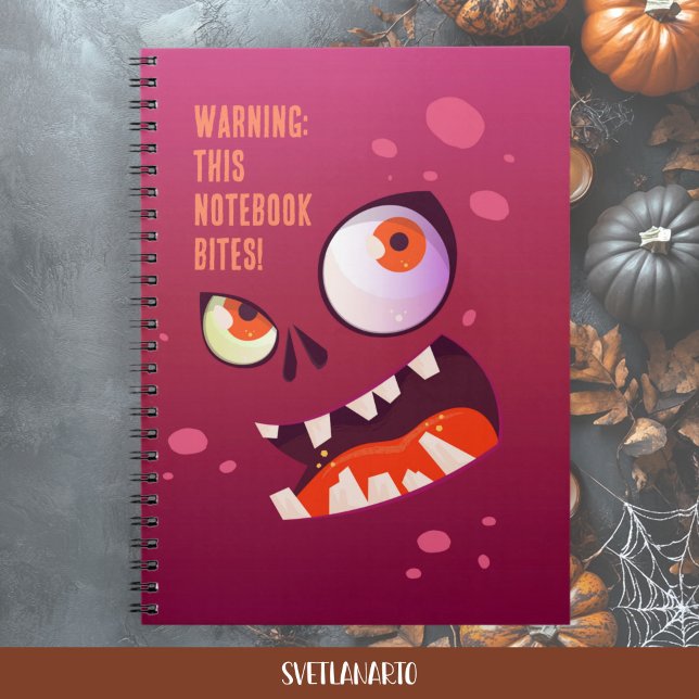 Caderno Espiral com Rosto de Zumbi de Olhos Esbuga (Frontal view)