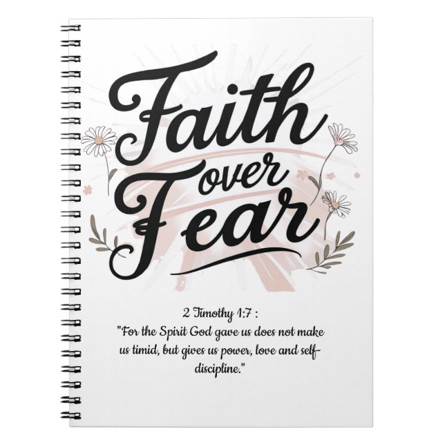 Caderno Espiral com Versículo Bíblico Salmo 56:3-4 (Frente)