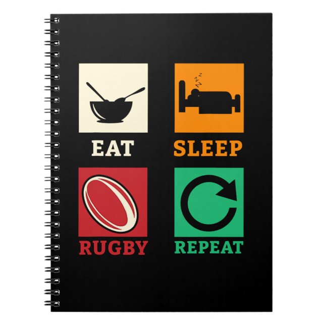 Caderno Espiral Coma de Rugby Repetitivo Repetitivo Jogador de Rug (Frente)