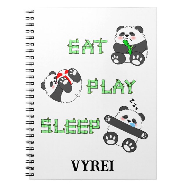Caderno Espiral Coma Dormir Bela Bebê Panda Confortável (Frente)