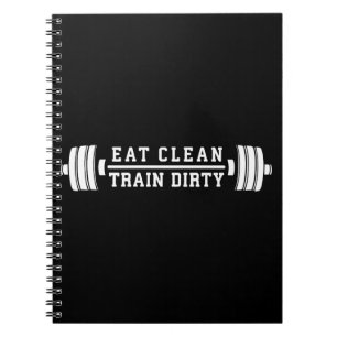 Caderno Espiral Coma limpo, sujo de trem - Inspiração de workout