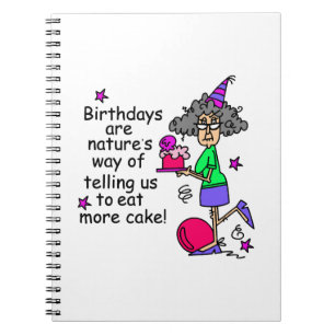 Caderno Espiral Coma mais humor do aniversário do bolo