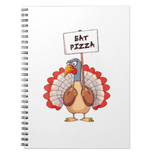 Caderno Espiral Coma Pizza Turquia Ação de Graças Adulto Vegan Eng