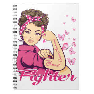 Caderno Espiral Combater a consciência do Cancer da Mama Rosie Riv