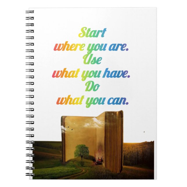 Caderno Espiral Comece onde você está | Bloco de Notas de Cotação  (Frente)