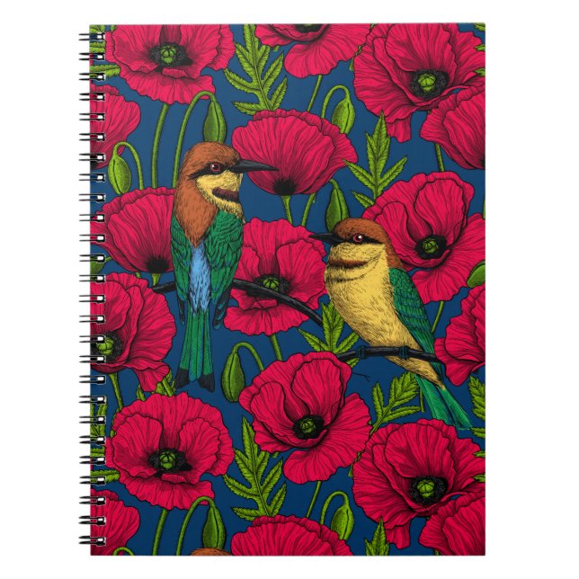 Caderno Espiral Comedores de abelhas e papoilas (Frente)