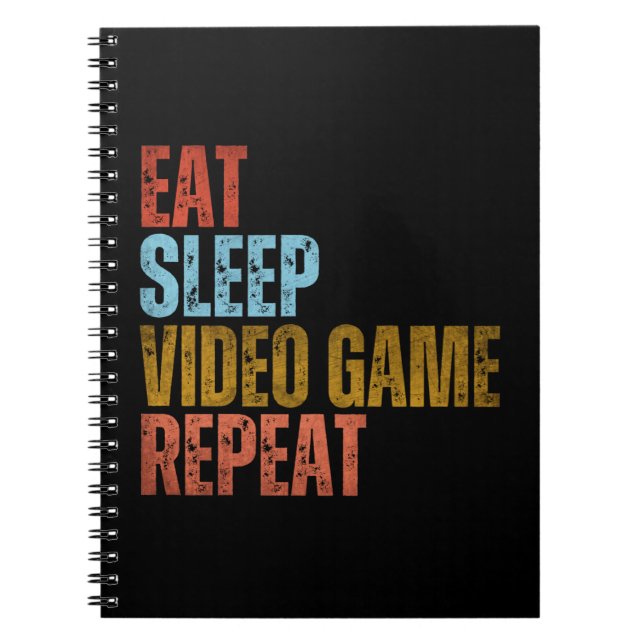 CADERNO ESPIRAL COMER DORMIR JOGO DE VÍDEO REPETIR (Frente)