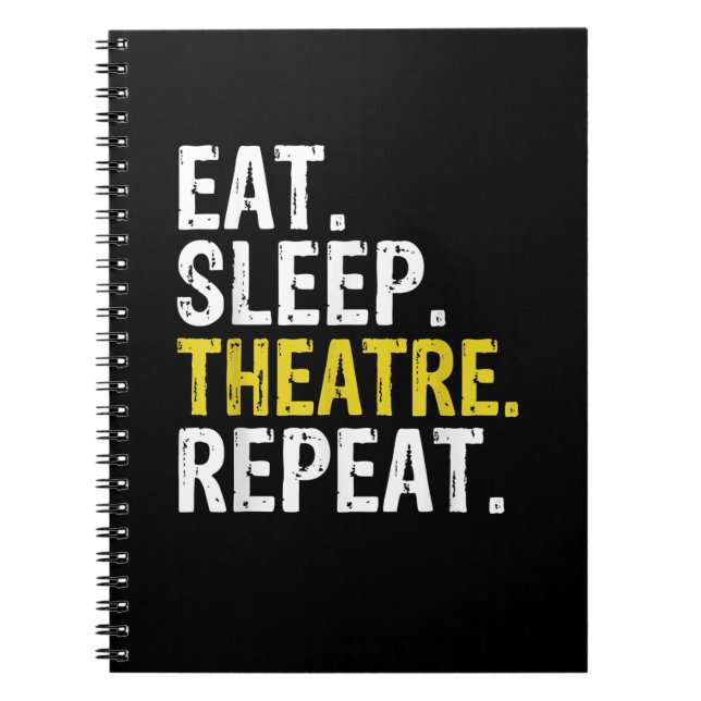 Caderno Espiral Comer Dormir Teatro Repetir Presente de Ator (Frente)