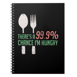 Caderno Espiral Comida - 99,9% de Chance de Estar com Fome