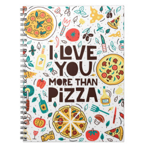 Caderno Espiral Comida italiana, carta de amor pizza.