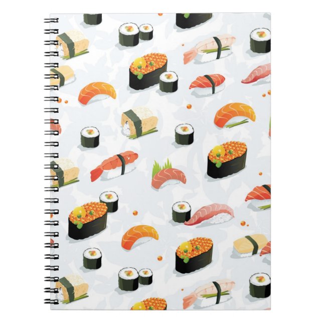 Caderno Espiral Comida japonesa:Padrão Sushi (Frente)