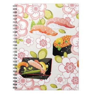 Caderno Espiral Comida japonesa: Teste padrão 2 do sushi