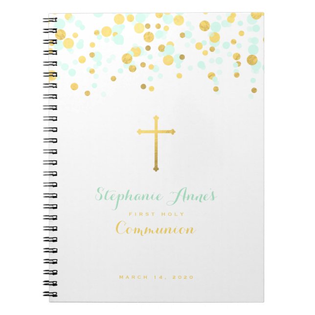 Caderno Espiral Communion Mint e Dourado Confetti (Frente)