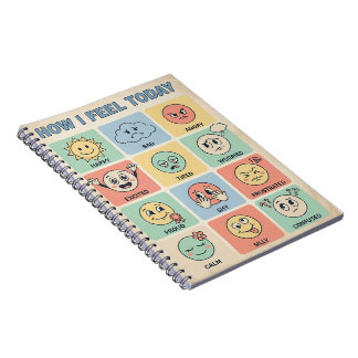 Caderno Espiral Como Me Sinto Hoje - Diário de Humor Personalizáve