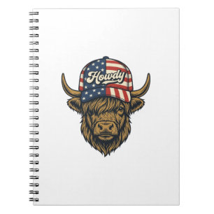 Caderno Espiral Como vai Vaca Highland Patriótica Desenho Western