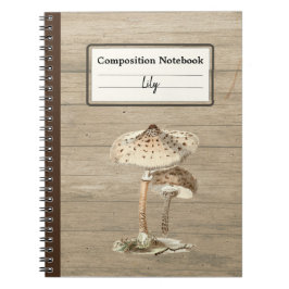 Caderno Espiral Comp Personalizado do Cogumelo Parasol Desenhado à