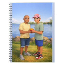 Caderno Espiral Compartilhando batatas fritas pelo lago