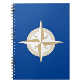 Caderno Espiral Compass Dourado e branco no campo azul