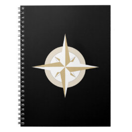 Caderno Espiral Compass Dourado e branco sobre preto