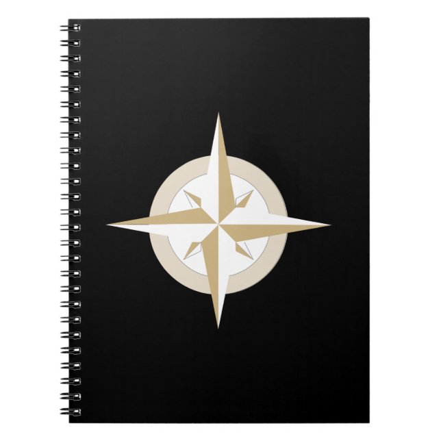 Caderno Espiral Compass Dourado e branco sobre preto (Frente)