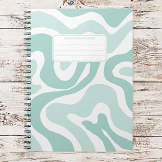 Caderno Espiral Composição Abstrata Estética com Redemoinho Líquid