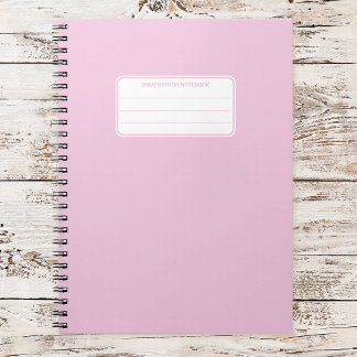 Caderno Espiral Composição de Cor Sólida Pastel Suave Estética