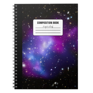 Caderno Espiral Composição de Foto Celestial da Galáxia Roxa