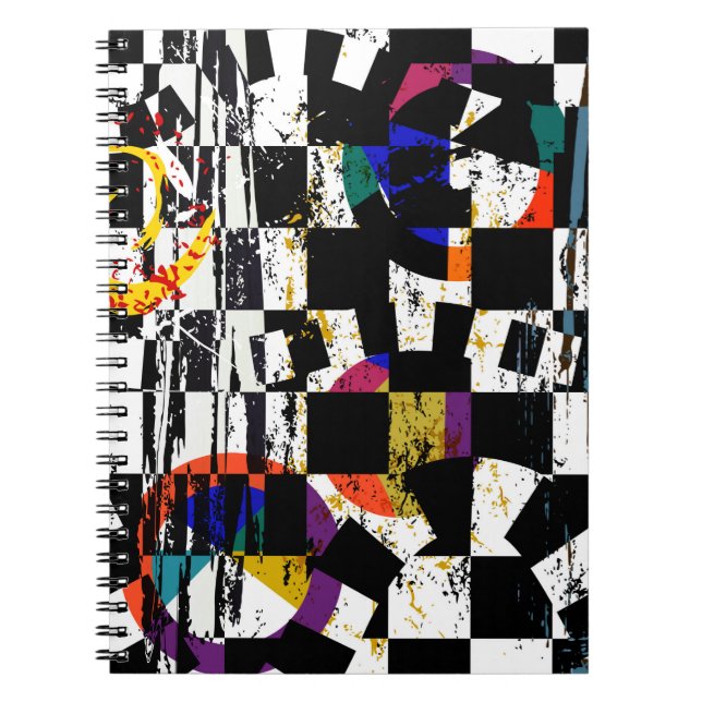 Caderno Espiral composição de fundo abstrato, com traços, spl (Frente)