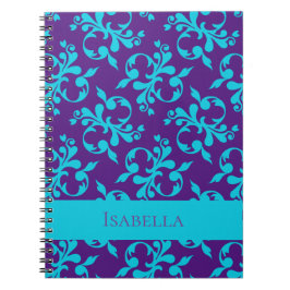 Caderno Espiral Composição de Nome Personalizado de Padrão de Abst