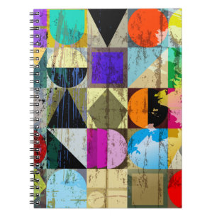 Caderno Espiral Composição geométrica de fundo abstrato, com ru