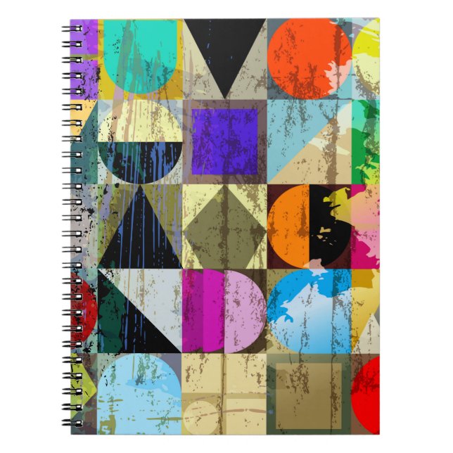 Caderno Espiral Composição geométrica de fundo abstrato, com rua (Frente)