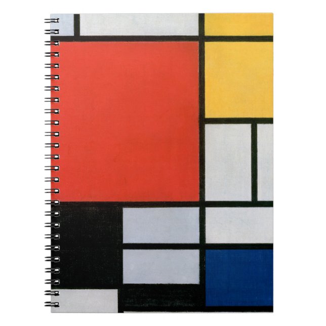 Caderno Espiral Composição Mondrial Amarelo Vermelho Azul Preto (Frente)