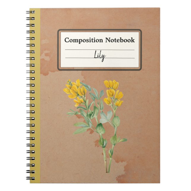 Caderno Espiral Composição Personalizada da Flor de Goldenpea (Frente)
