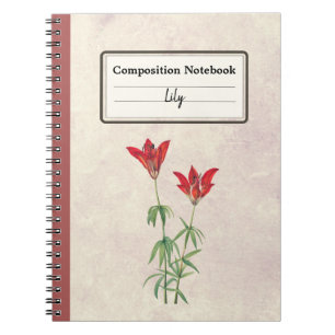 Caderno Espiral Composição Personalizada da Flor de Madeira