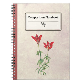Caderno Espiral Composição Personalizada da Flor de Madeira