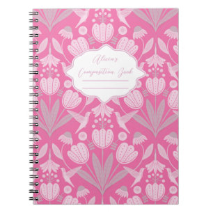 Caderno Espiral Composição Personalizada de Coquete de Hummingbird