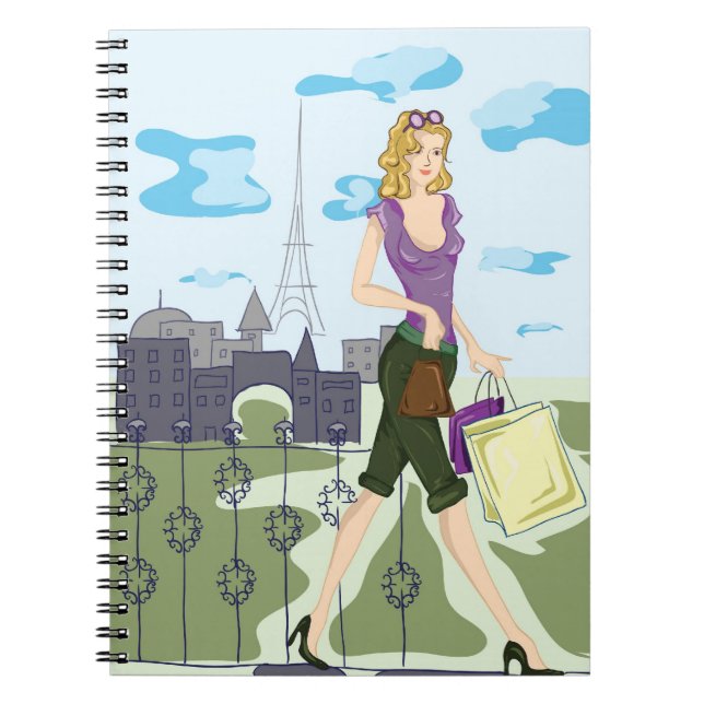 Caderno Espiral Comprando no notebook de Paris (Frente)