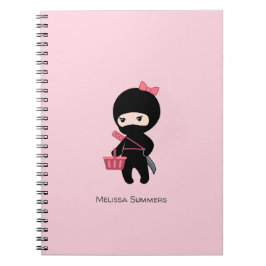 Caderno Espiral Comprando o nome personalizado da Ninja em rosa