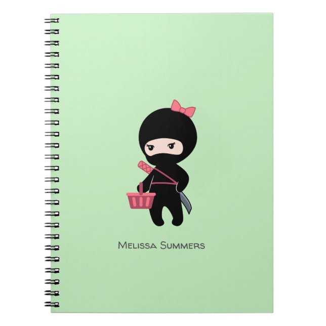 Caderno Espiral Comprando o nome personalizado da Ninja Girl em ve (Frente)