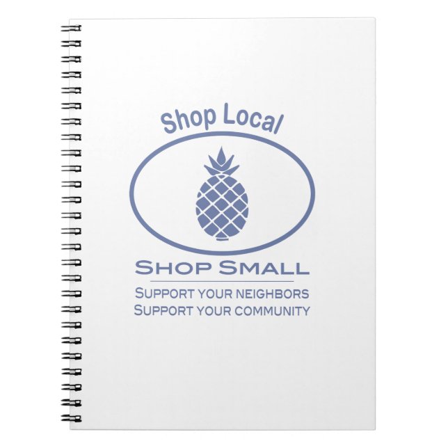 Caderno Espiral Compro local, Compro Pequeno abacaxi azul (Frente)