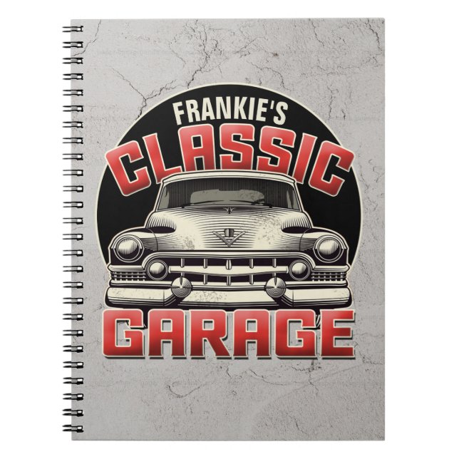 Caderno Espiral Compro Personalizado de Garagem de Carro Clássico  (Frente)